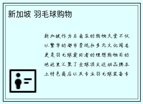 新加坡 羽毛球购物